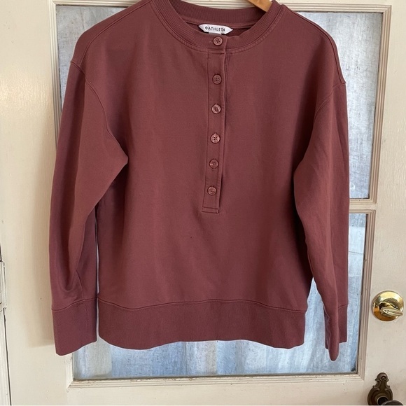 Athleta Balance Henley Sweatshirt in Tawny Rose size XS - Picture 1 of 14